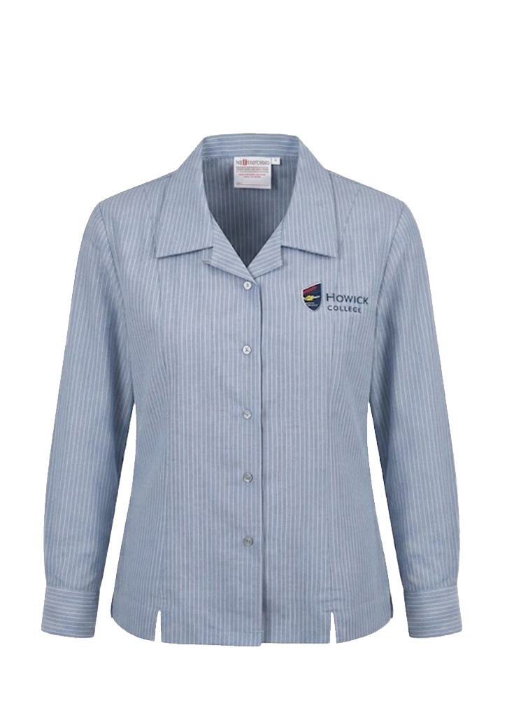 Howick College LS Year 9-12 Blouse Blue/White Stripe