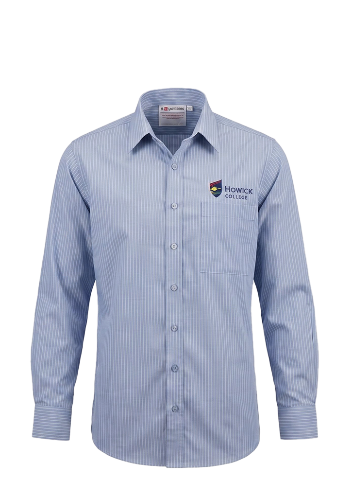 Howick College LS Year 9-12 Shirt Blue/White Stripe
