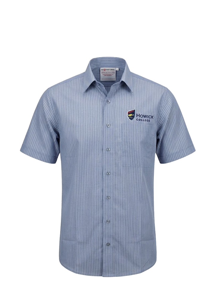 Howick College SS Year 9-12 Shirt Blue/white Stripe